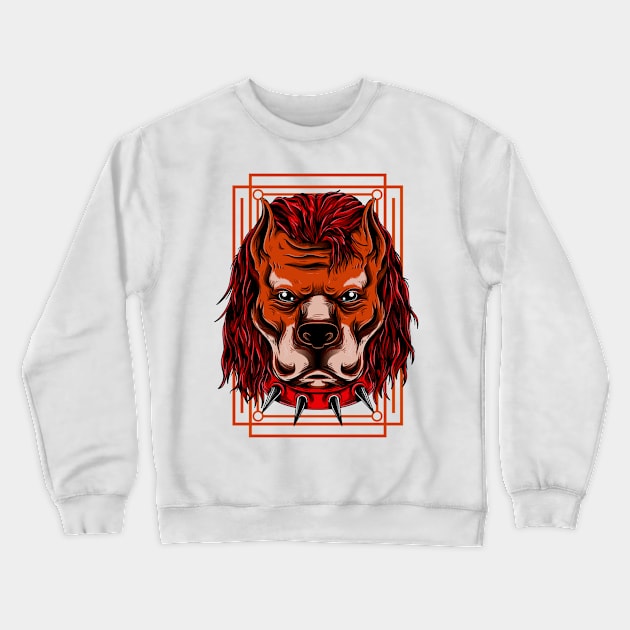 Mad Dog Bull Punk Brown Red Crewneck Sweatshirt by BradleyHeal